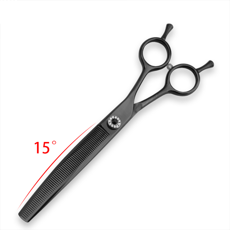 Black Titanium Professional Pet Dog Grooming Curved Thinning Scissors 7 inch 440C Stainless Steel Featured Image